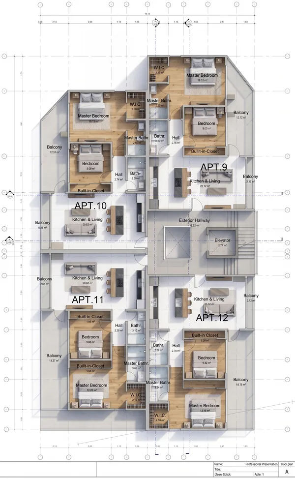 Floor plan sheet — 3rd Floor, APT.9 – APT.12